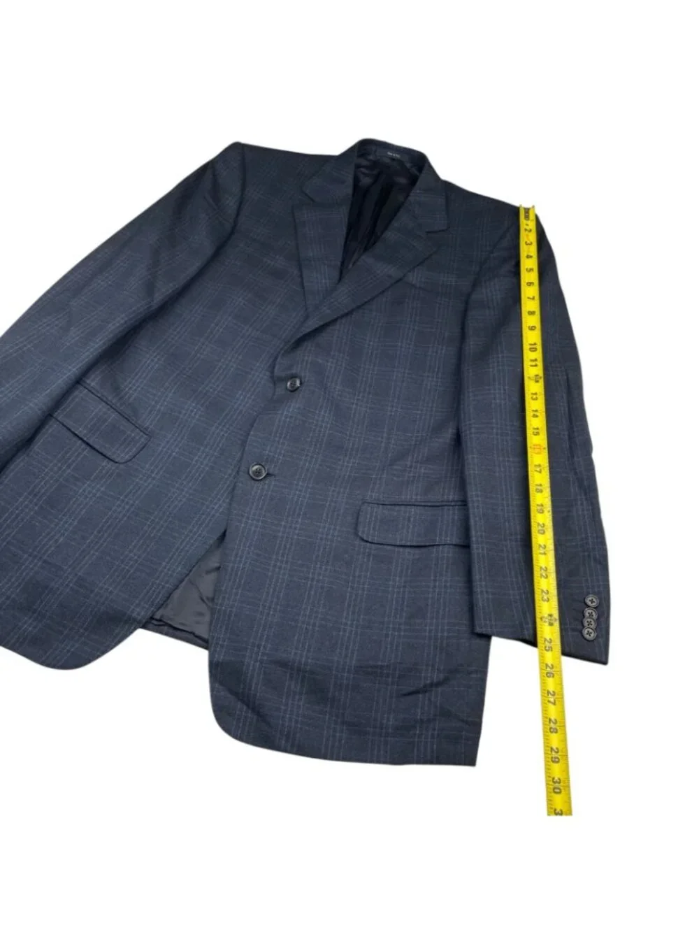 Ermenegildo Zegna Mens 100% Wool 2-Button Blazer Navy Blue Plaid • Italy • 46R_11